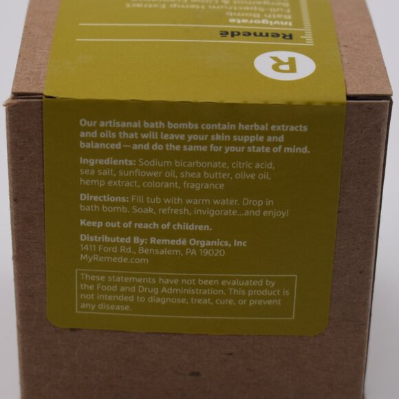 Remede Artisanal Bergamont & Lime Fragrance Hemp Extract 50mg CBD Bath Bomb - Picture 3 of 5
